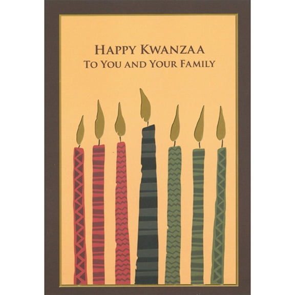 Designer Greetings Seven Red, Black and Green Candles with Gold Foil Flames Kwanzaa Card