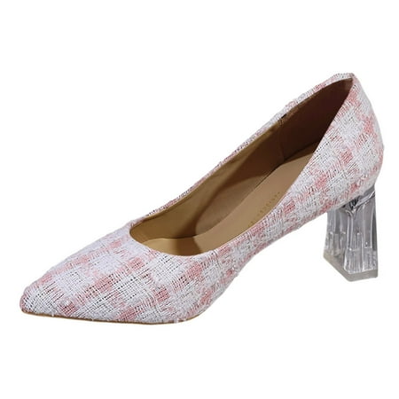 

Jungdeepe Ladies Fashion Plaid Color Patchwork Cloth Top Pointed Thick Heel High Heels Small Heel Shoes for Women Booties for Women with Heel Shoes Wide Platform Heels Wedge Heel Booties for Women