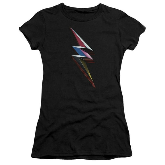 Power Rangers Movie Bolt Junior Women's T-Shirt Sheer Black