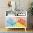 thumbnail image 2 of Retro Sideboard from Engineered Wood in White and Multi Color Red Yellow Blue, 2 of 10