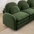 thumbnail image 3 of taoruifang 98 in Green Teddy Fabric Cloud-like 3-Seat Sofa, Curved Backrest and Armrest, Modular with 2 Movable Ottomans, 3 of 12
