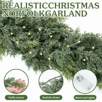 Virelaxpo LED Christmas Garland with Cedar Design,50 Lights for Indoor Holiday Decor,Realistic Faux Greenery for Mantle and Wall Decoration