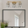 thumbnail image 3 of 423-3W-BB-G411-6SDY Innovations Lighting Pilaster II Cone - 3 Light Bath Vanity-10.13 Inch Tall and 26.5 Inch Wide-Brushed Brass Finish-Seedy Glass, 3 of 4
