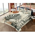 thumbnail image 4 of Ambesonne Monstera Fitted & Top Sheet Set with Shams, Neutral Mid Century Boho, Cinnamon Pale Sage Green, 4 of 5