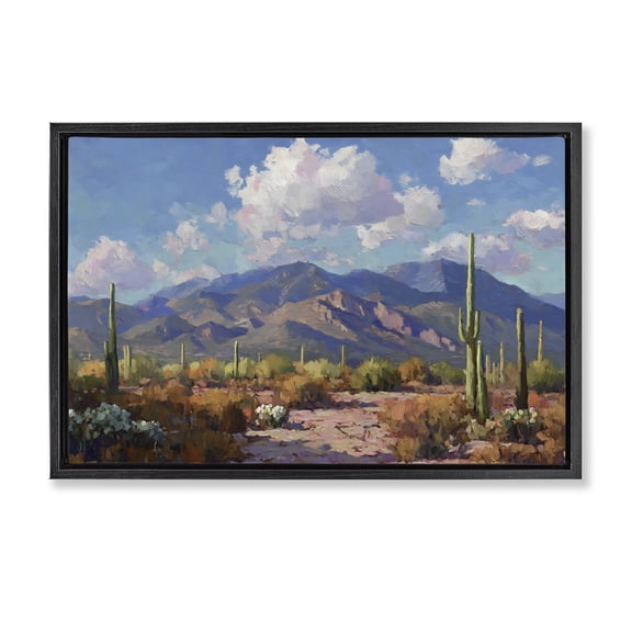 Stupell Industries Desert Mountains at Sunset Glow Black Framed Floater Canvas Wall Art, design by Gina Kelly