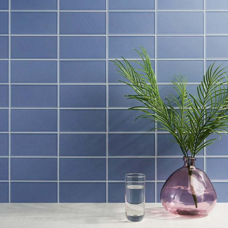 Victoria Border Blue 4 in. x 8 in. Matte Ceramic Wall Tile (28 Pieces, 6.02 Sq. Ft. / Case)