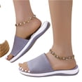 thumbnail image 3 of Willtoo Women's Slides Elastic Band Wide Width Wedge Casual Summer Sandals Flats Comfortable Orthopedic Slipper, 3 of 6