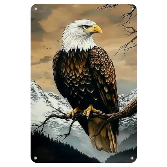1pc Vintage Eagle Iron Metal Sign, 8x12 inches, Frameless Wall Art, Fashion Theme, Emotional Color Palette, Vibrant Home Decor for Bar, Living Room, Bedroom, Outdoor Space, Metal Wall Art Decor