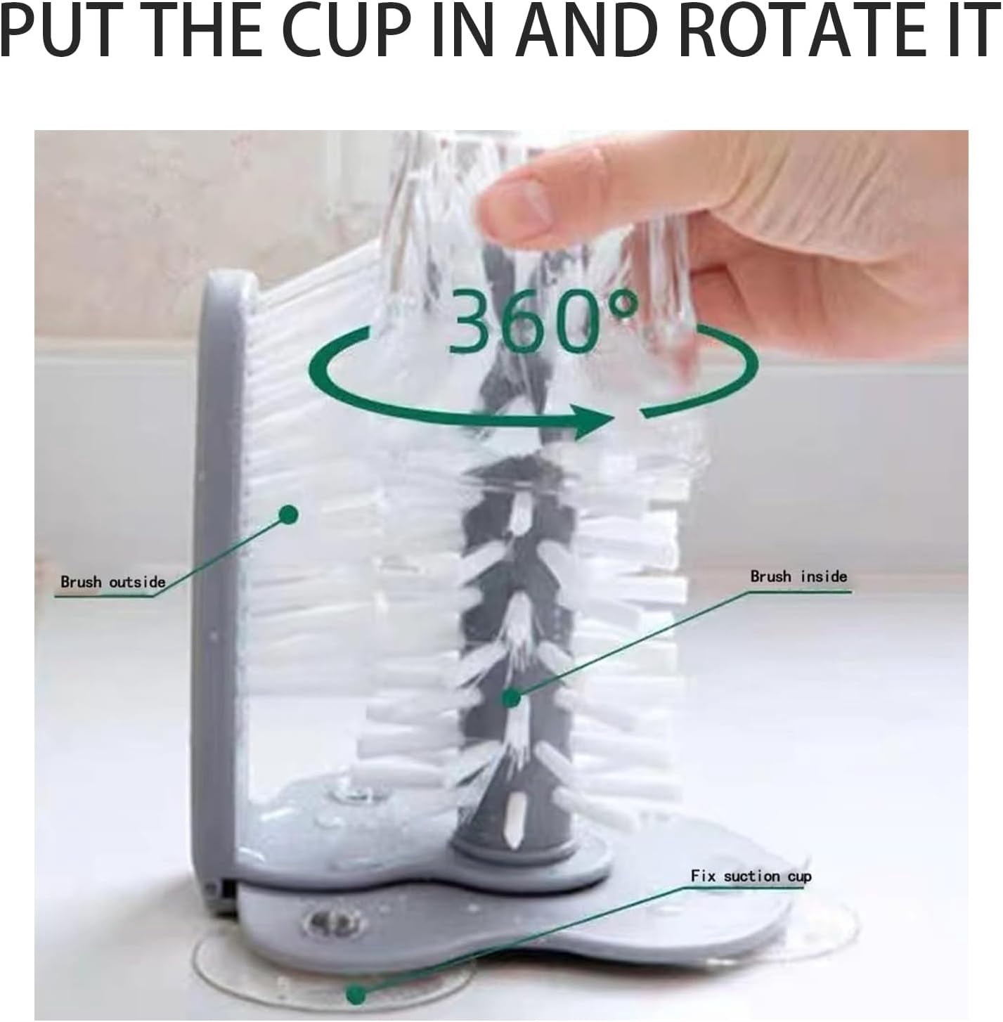 Emboadlie Double-Sided Cup Cleaner,Sink Suction Cup Cleaning Brush, Detachable Dual-in-one Glass Cleaning Brush,Water Bottle Cleaner Brush, with Suction Base for Home or Kitchen Sink Tools