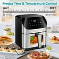 thumbnail image 3 of EVGTTI 6.2QT 1500W Air Fryer Oven, Clear Windows, Custom Program Options, 10-in-1 Functions, Crisps, Broils, Roasts, Dehydrates, Bakes, Reheats, Non-Stick Basket, 3 of 5