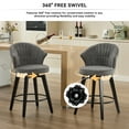 thumbnail image 2 of SYNGAR Swivel Bar Stools Set of 2, 360 Dreege Swivel Modern Counter Height Bar Stools with High Backrest, Chenille Upholstered Kitchen Island with Footrest, Dark Gray, 2 of 12