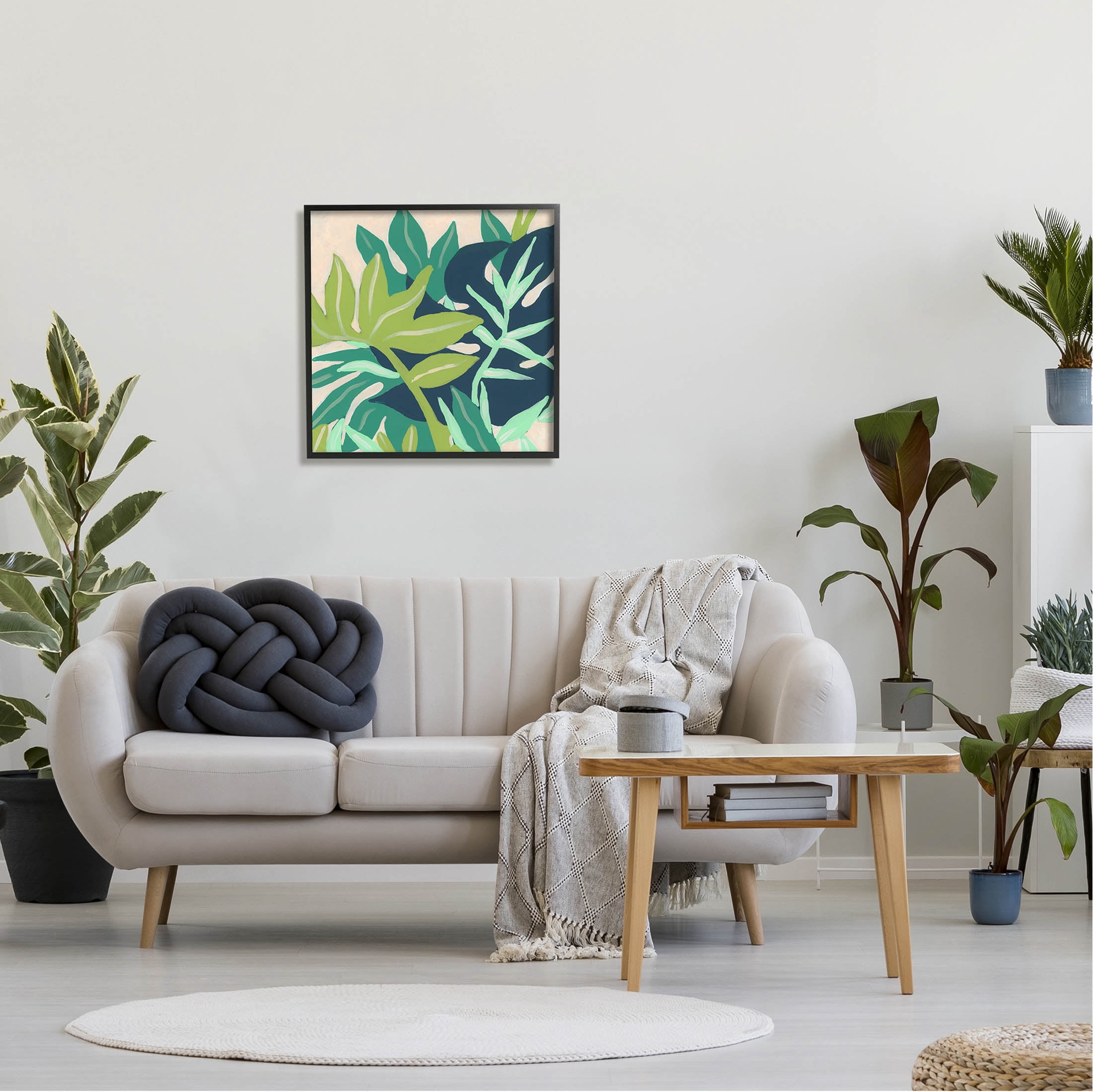Stupell Industries Tropical Layered Plant Leaves Painting Black Framed Art Print Wall Art, Design by June Erica Vess