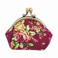 thumbnail image 1 of Porte-monnaie en Toile Porte-Cartes Fermeture à Fermoir Motif Rose Classique Clés Portefeuille Cadeau Rond, 1 of 7