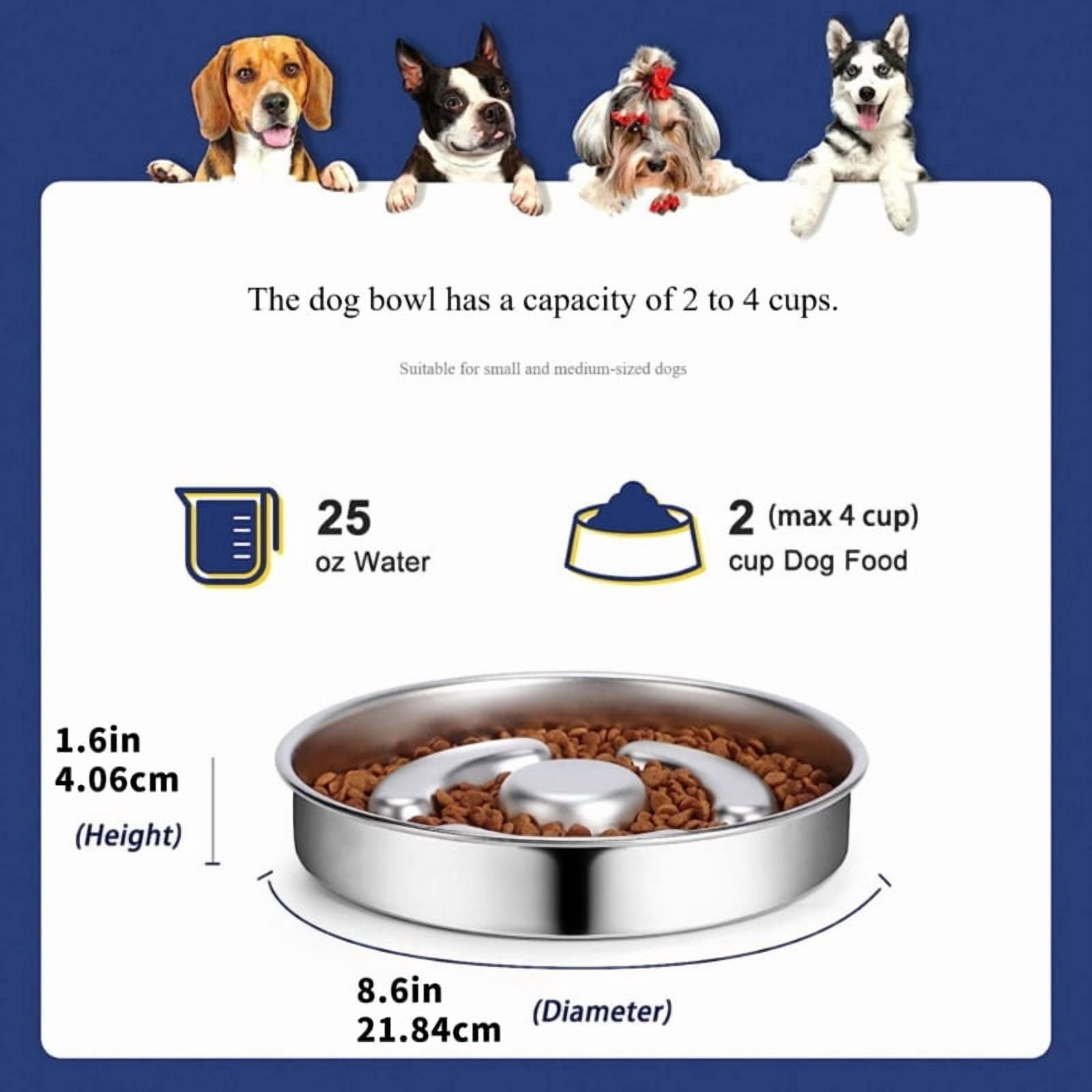 Multifunctional Pet Slow Feeder Dish Watering Bowl Stainless Steel Feeder Bowl