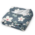 thumbnail image 2 of Kll Fleece Blanket Plush Throw Blanket Blue Flower,Soft Fuzzy Cozy Flannel Blanket For Couch Sofa Bed.(80"X60"), 2 of 9