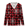 thumbnail image 4 of Fall Christmas Printed Tops for Women Crochet Lace Trim V Neck T Shirts Casual Loose Pullover Tee Shirts Tunic Blouses, 4 of 5