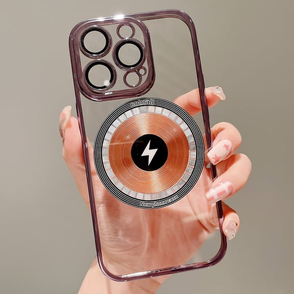 Magnetic Case iPhone 12 Pro Max, Comaptible Magsafe Wireless Charging Clear Back Cover Slim Case Shell for Apple iPhone 12 Pro Max - Purple