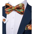 thumbnail image 4 of Conjunto de pajarita Barry.Wang, naranja y verde, seda kente africana, 4 of 6