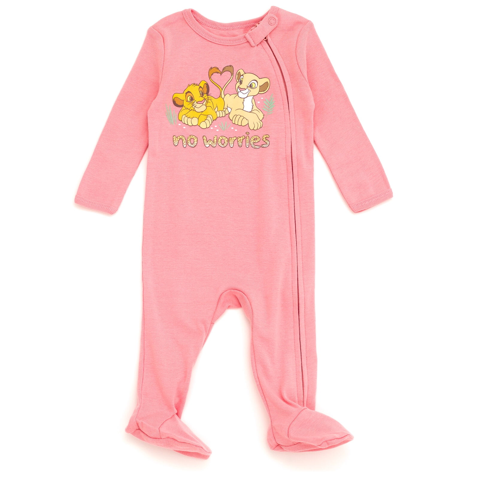 Disney Lion King Baby Girls' 2-Pack Footed Sleep N' Play Coveralls Lion Pink Oatmeal