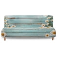 thumbnail image 2 of ZIATUBLES Elastic Futon Cover for Armless Sofa, Stretch Couch Slipcover Dustproof Machine Washable Soft Furniture Protector Sofa Bed Cover for Living Room, Daisy Wood Grain Print, 2 of 9