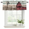 thumbnail image 2 of 2 Panels Windmill Farmhouse Valance for Windows, Vintage Teal Brown Wooden Butterfly Light Filtering Kitchen Curtains, Rod Pocket Window Treatment Curtain Valances for Living Room Bedroom, 54"x18", 2 of 9
