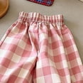 thumbnail image 3 of Pretxorve Kids Girls Wide Leg Pants Plaid Lace Border Loose Cropped Length Casual Bottoms Sizes 1-9Y, 3 of 3