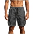 thumbnail image 2 of Men's Denim Shorts Ndbuld Men Casual Fashion Solid Shorts With Multi-pocket Elastic Waist Cargo Pants Short Pants Gray,L, 2 of 9