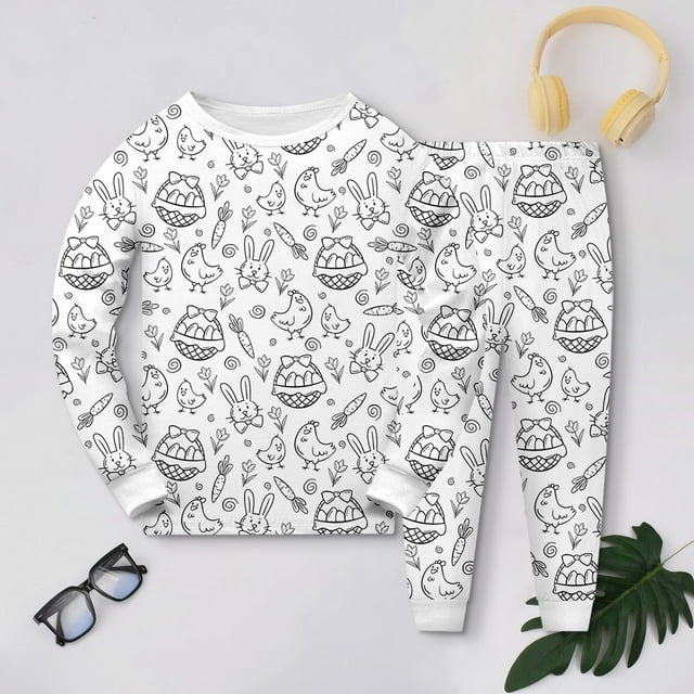 WEAIXIMIUNG Ensemble de Pyjama Peint à la Main pour Garçon et Fille Peut Jouer et Se Porter 6 Ans