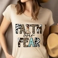 thumbnail image 4 of Faith Over Fear T-Shirt | Mixed Print Inspirational Christian Tee, White, Size S, 4 of 6