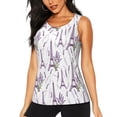 thumbnail image 1 of Balery Lavender Flowers Camiseta sin mangas estampada ligera para mujer, tops de entrenamiento sin mangas, camisetas de yoga transpirables de secado rápido.-Medium, 1 of 7