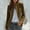 Brown, variant on Womens Military Style Blazer Jacket Stand Collar Zip Up Long Sleeve Coat with Button Details for Work Office Business Casual Fall Green S