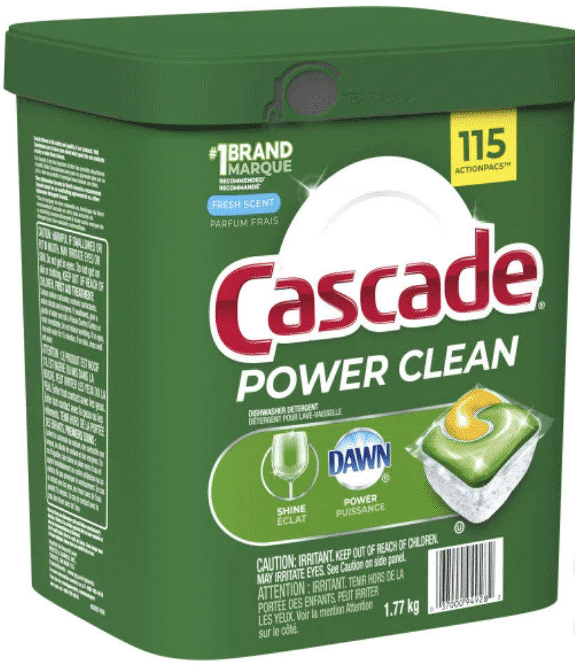 Cascade Power Clean Dishwasher Detergent Fresh Scent ActionPacs, 115-Count, 1.77Kg
