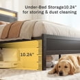 thumbnail image 3 of Bolvdo Queen Bed Frame, Charging Station, Headboard and Footboard, LED Light, Storage Shelf, Noise-Free, No Box Spring Needed, Black, 3 of 8