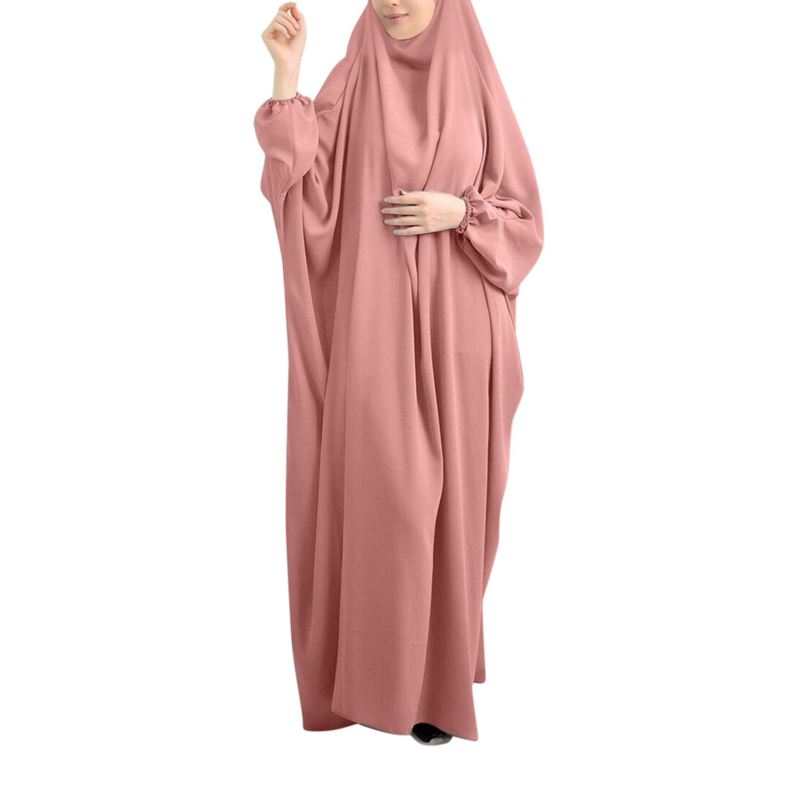 Muslim Women One-Piece Garment Abaya Dress Arab Islamic Prayer Kaftan Hijabs 