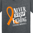 thumbnail image 4 of Inktastic Never Stop Fighting Leukemia Awareness Orange Ribbon Youth T-Shirt, 4 of 5