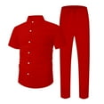 thumbnail image 3 of Fgnfyis Men's Suits Stylish Casual Set for Everyday Wear Sports Relaxation and Beach Activities Pure Color Design Comfortable Fit for Spring and Summer Seasons Watermelon Red XL, 3 of 4