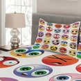 thumbnail image 2 of Funny Face Coverlet, Rainbow Colors Cartoon Smiling Characters Sad Happy Angry Fierce Art Print, 3 Piece Decorative Quilted Bedspread Set with 2 Pillow Shams, Queen Size, Multicolor, by Ambesonne, 2 of 4
