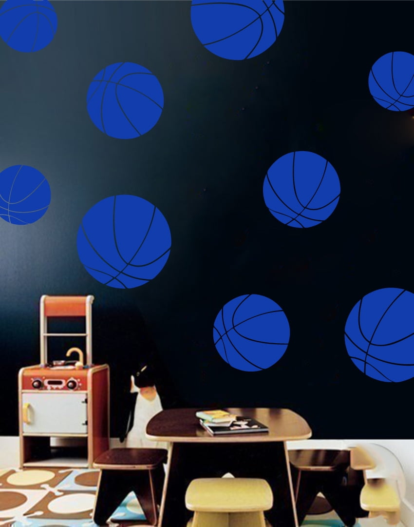 Basketball Kids Room Sports Decor Wall Decal Stickers [Set of 9]