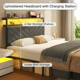 thumbnail image 2 of Fluest Twin Bed Frame with 2-Tier Storage Headboard, USB Port and LED Light, 2 Storage Drawers, Gray, 2 of 8