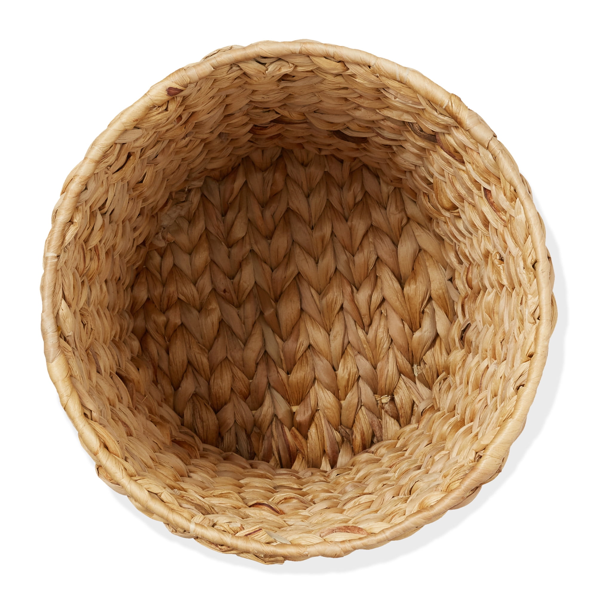 (Set of 2) Casafield Hyacinth Waste Baskets - Natural, Woven Trash Can Bins for Garbage in the Bathroom, Bedroom, Laundry Room, Home Office