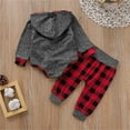 thumbnail image 4 of Conjunto de manga larga con capucha para niños y niñas, conjuntos de primavera, otoño e invierno para bebés y pantalones, trajes de gateo a cuadros con capucha de manga larga, tops de poliéster para n, 4 of 8