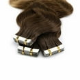 thumbnail image 5 of MY-LADY Tape in Natural Russian Human Hair Extensions Curly Ombre Glue Highlight Hairpiece 20PCS 20" #4T27 Medium Brown to Dark Blonde, 5 of 10