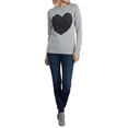 thumbnail image 4 of YEMAK Women's Pullover Sweater Long Sleeve Crewneck Cute Heart Cable Knit MK3506 (S-L)-GREY/BLACK-S, 4 of 7