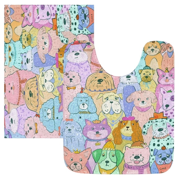 RMDQTR 2PCs Bathroom Rugs Set Plush Toilet Base Mat 16" × 24" Bath Mat and 20" × 24" U Shape Soft Rugs Non Slip Absorbent