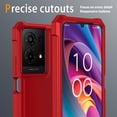 thumbnail image 4 of TJS for TCL K32 5G / K33 5G Phone Case, with Tempered Glass Screen Protector, Full Body Protective Heavy Duty Hybrid Bumper Cover (Red), 4 of 5