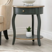 Devon & Claire Providence Wood End Table, Turquoise/Antique Brass