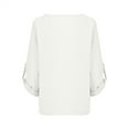 thumbnail image 5 of QLEICOM Womens Casual Tops, Plus Size Summer Shirt, Fashion Elegant Solid Color Cotton And Linen Button Blouse, Long Sleeve V-Neck Blouses and Button-Down Shirts for Women White S, 5 of 8