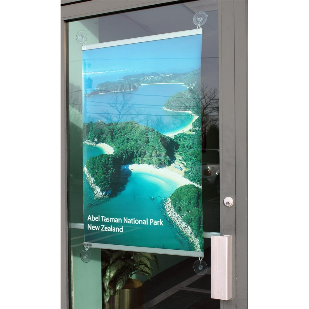 Window Sign Holder for Banner Graphics, Includes (2) 24"w Aluminum