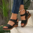 thumbnail image 3 of Dakaela Wedge Sandals for Women Comfortable Orthopedic Summer Dressy Platform Casual Walking Dress Shoes with Ankle Strap Black Size 6.5, 3 of 9