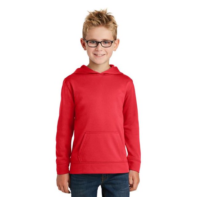 Port 1235451 Youth Performance Fleece Pullover Hooded Sweatshirt, Red - Extra Small